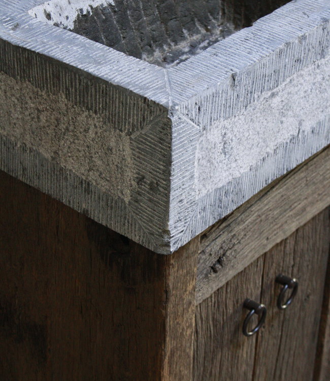 Rene Houtman Geesje toiletmeubel oud eiken + gefrijnde bak 90 cm