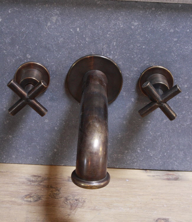 Rene Houtman Muurkraan Aaf 20 Cm Uitloop 3-gats messing Pompkraan