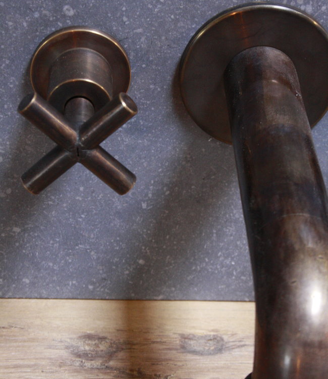 Rene Houtman Muurkraan Aaf 20 Cm Uitloop 3-gats messing Pompkraan