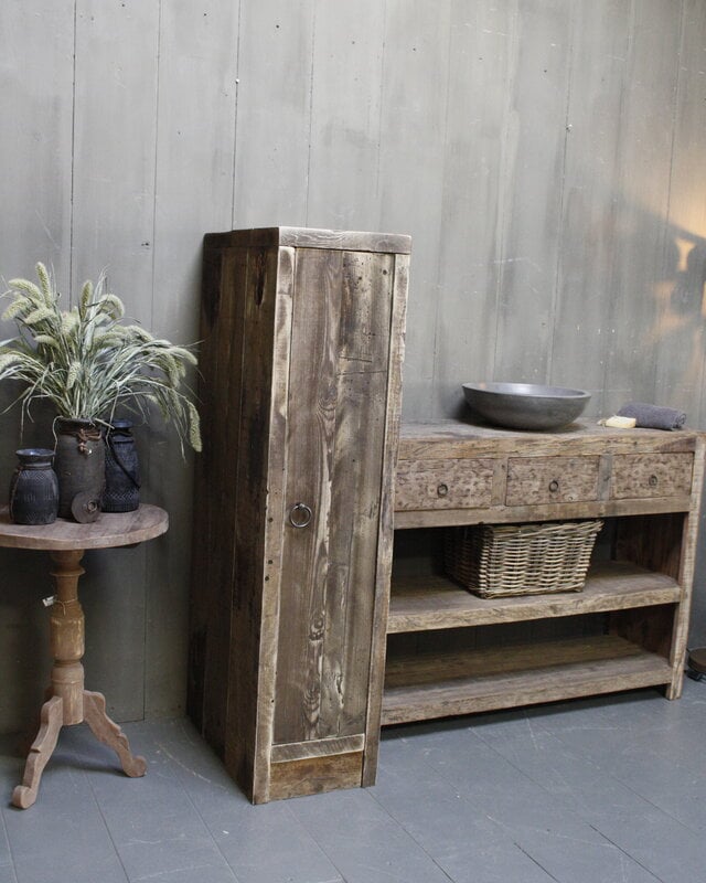 Rene Houtman Houten badkamerkast met deur H145 cm