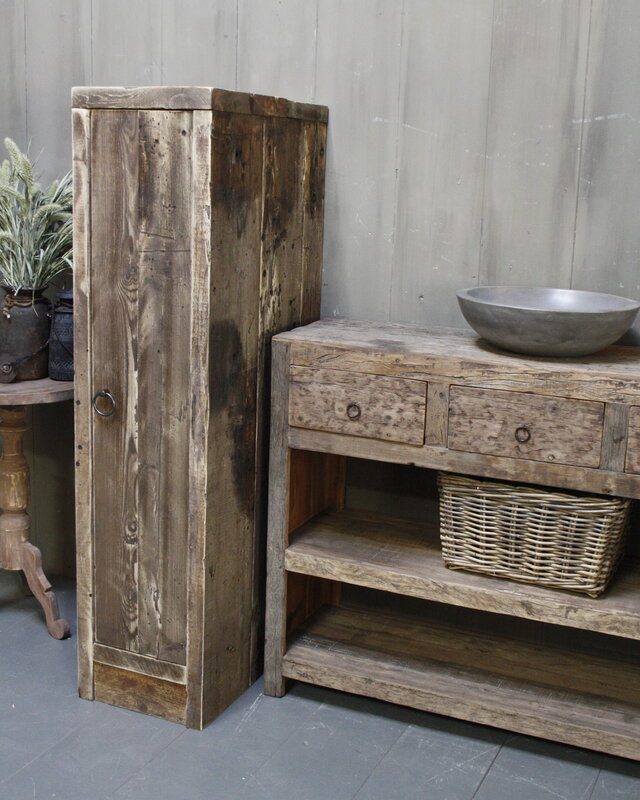 Rene Houtman Houten badkamerkast met deur H145 cm