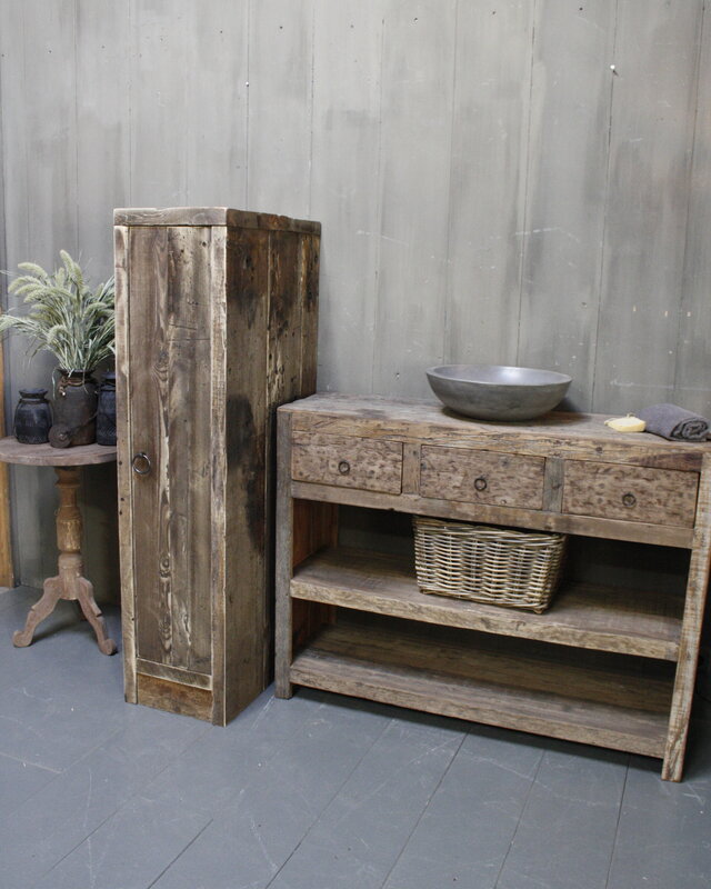 Rene Houtman Houten badkamerkast met deur H145 cm