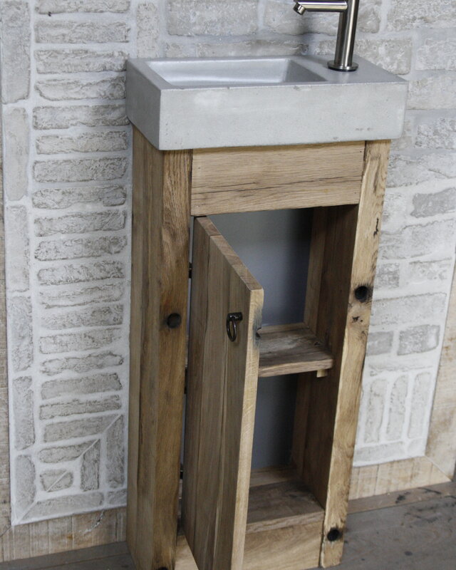 Rene Houtman Toiletmeubel landelijk oud eikenhout geschaafd - 1 deur - 90 cm