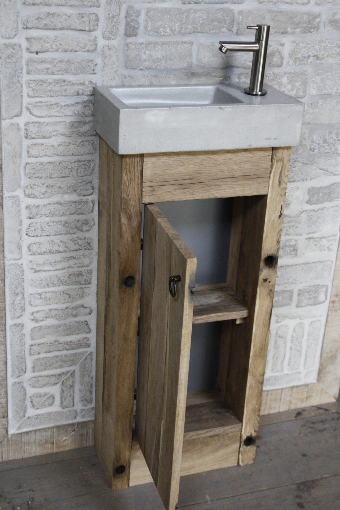 Rene Houtman Toiletmeubel landelijk oud eikenhout geschaafd - 1 deur - 90 cm