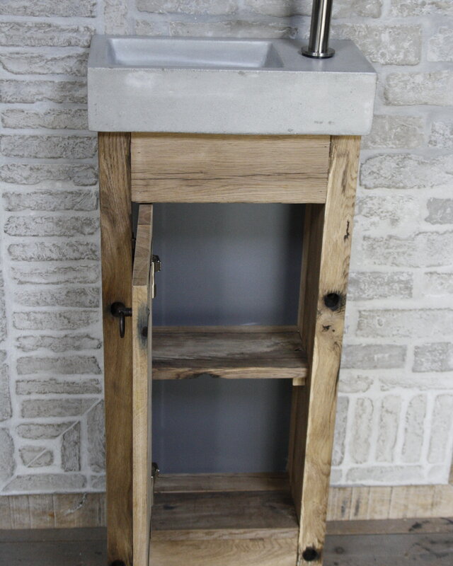Rene Houtman Toiletmeubel landelijk oud eikenhout geschaafd - 1 deur - 90 cm