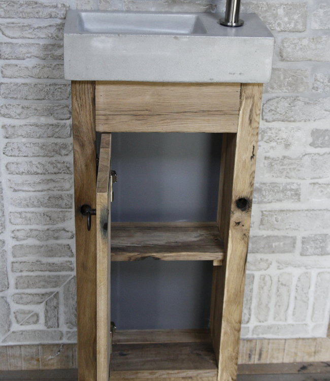 Rene Houtman Toiletmeubel landelijk oud eikenhout geschaafd - 1 deur - 90 cm