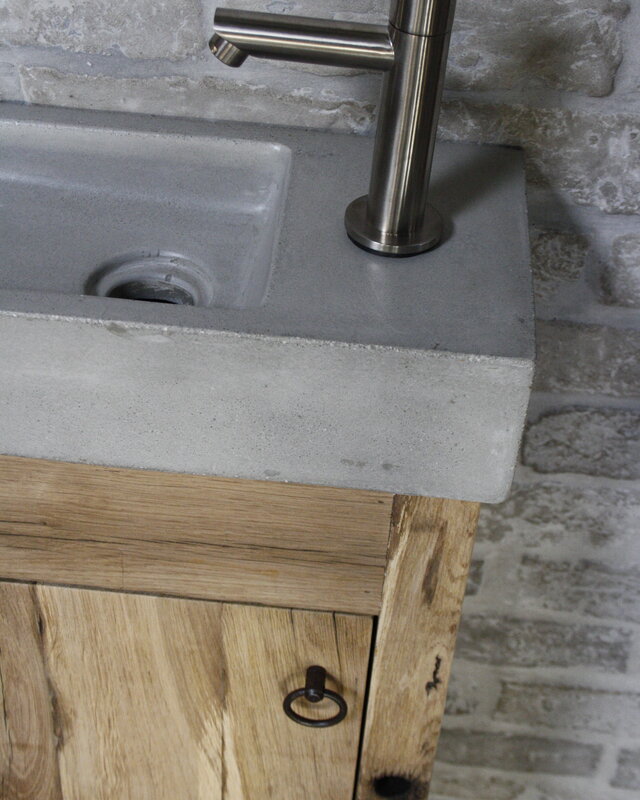 Rene Houtman Toiletmeubel landelijk oud eikenhout geschaafd - 1 deur - 90 cm