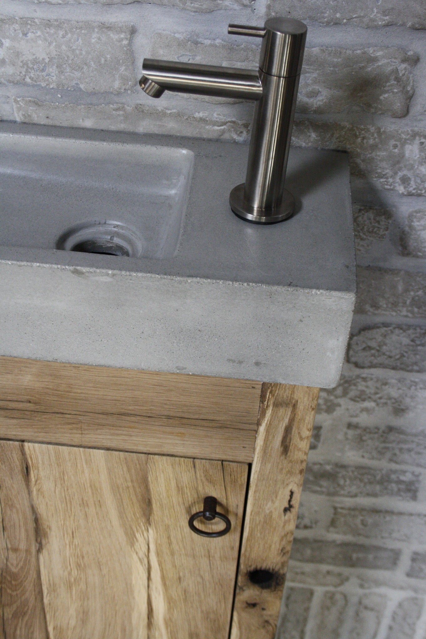 Rene Houtman Toiletmeubel landelijk oud eikenhout geschaafd - 1 deur - 90 cm