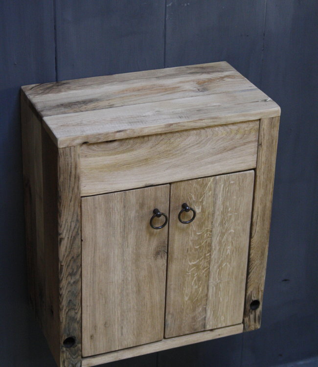 Rene Houtman Landelijk Oud eikenhouten Wagondelen Toiletmeubel Zwevend Geschaafd