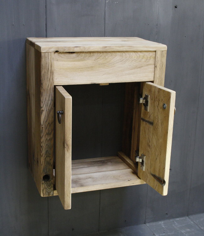 Rene Houtman Landelijk Oud eikenhouten Wagondelen Toiletmeubel Zwevend Geschaafd