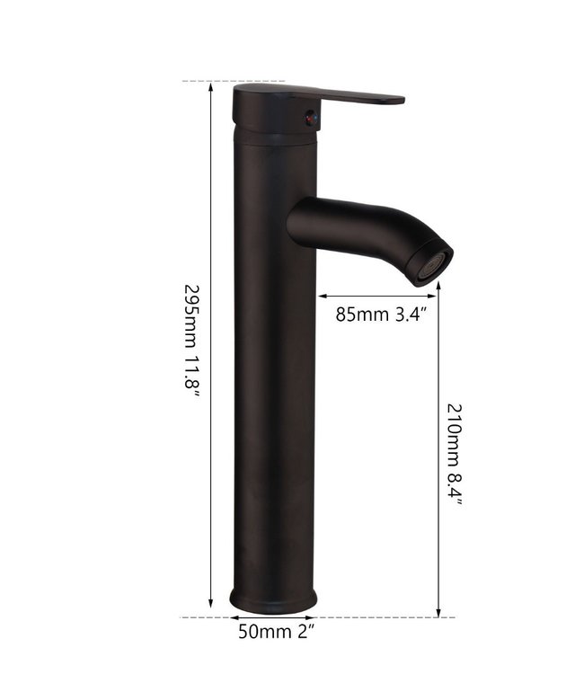 Rene Houtman Dalle Mat Zwarte Hoge Opzetkraan 30 cm