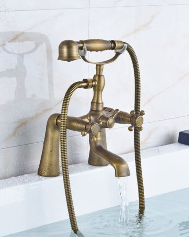 Rene Houtman Merti Klassieke Bronzen Badkraan + Handdouche