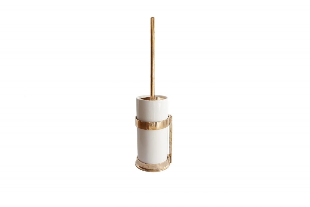 Dauby STUK TOILETBORSTELHOUDER “WHITE POT” RUW BRONS GEPOLIJST (RBP)