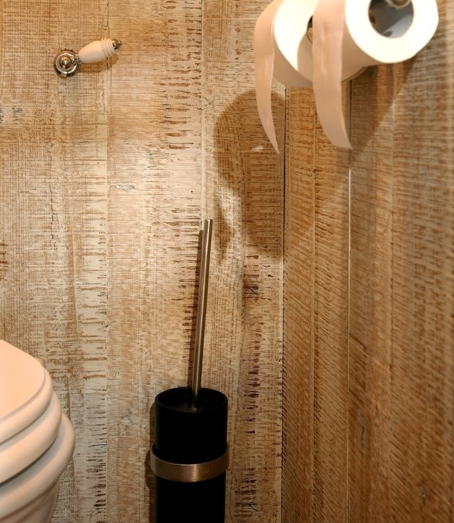 Dauby STUK TOILETBORSTELHOUDER “BLACK POT” MAT WIT BRONS (WBS)