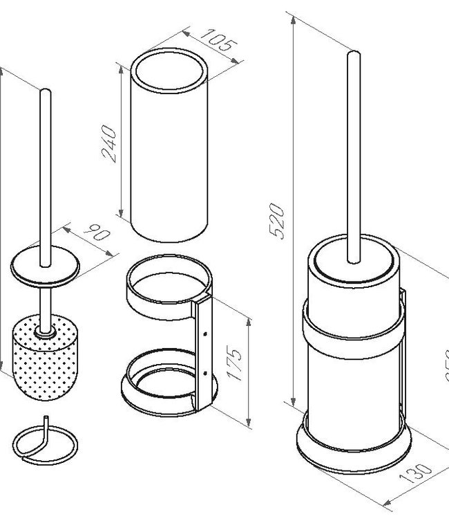 Dauby STUK TOILETBORSTELHOUDER “WHITE POT” WIT BRONS (WB)