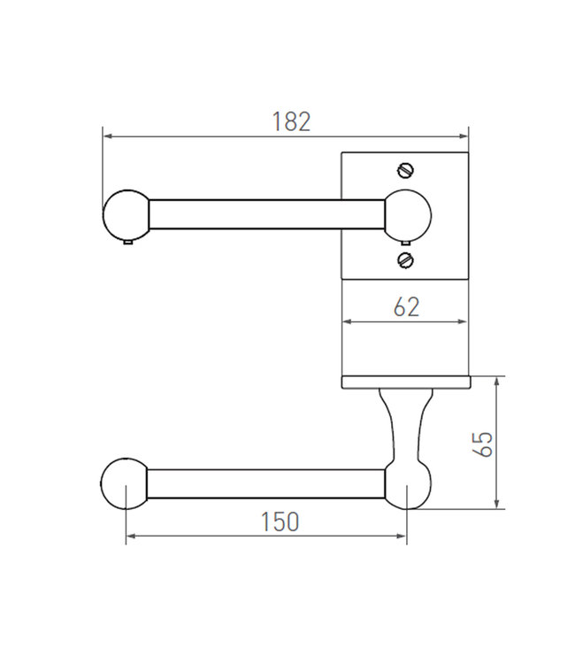 Dauby STUK HOUDER ENKEL SQUARE RUW BRONS GEPOLIJST (RBP) 150mm “Rechts/Right”