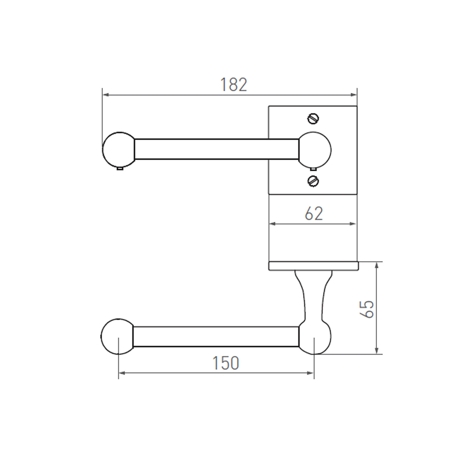 Dauby STUK HOUDER ENKEL SQUARE RUW BRONS GEPOLIJST (RBP) 150mm “Rechts/Right”