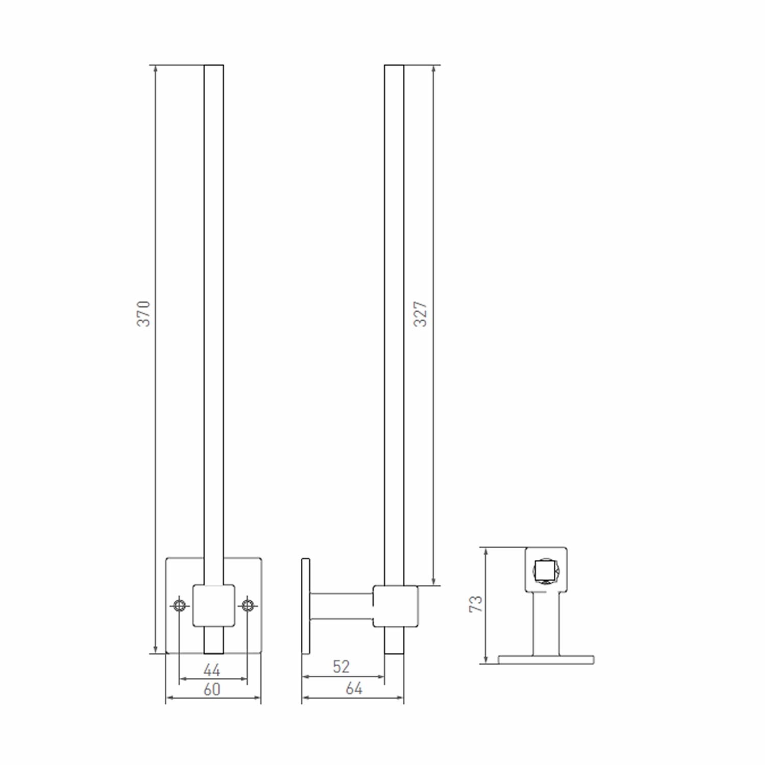 Dauby STUK HOUDER ENKEL Q RUW BRONS (RB) 370mm RECHTS/RIGHT
