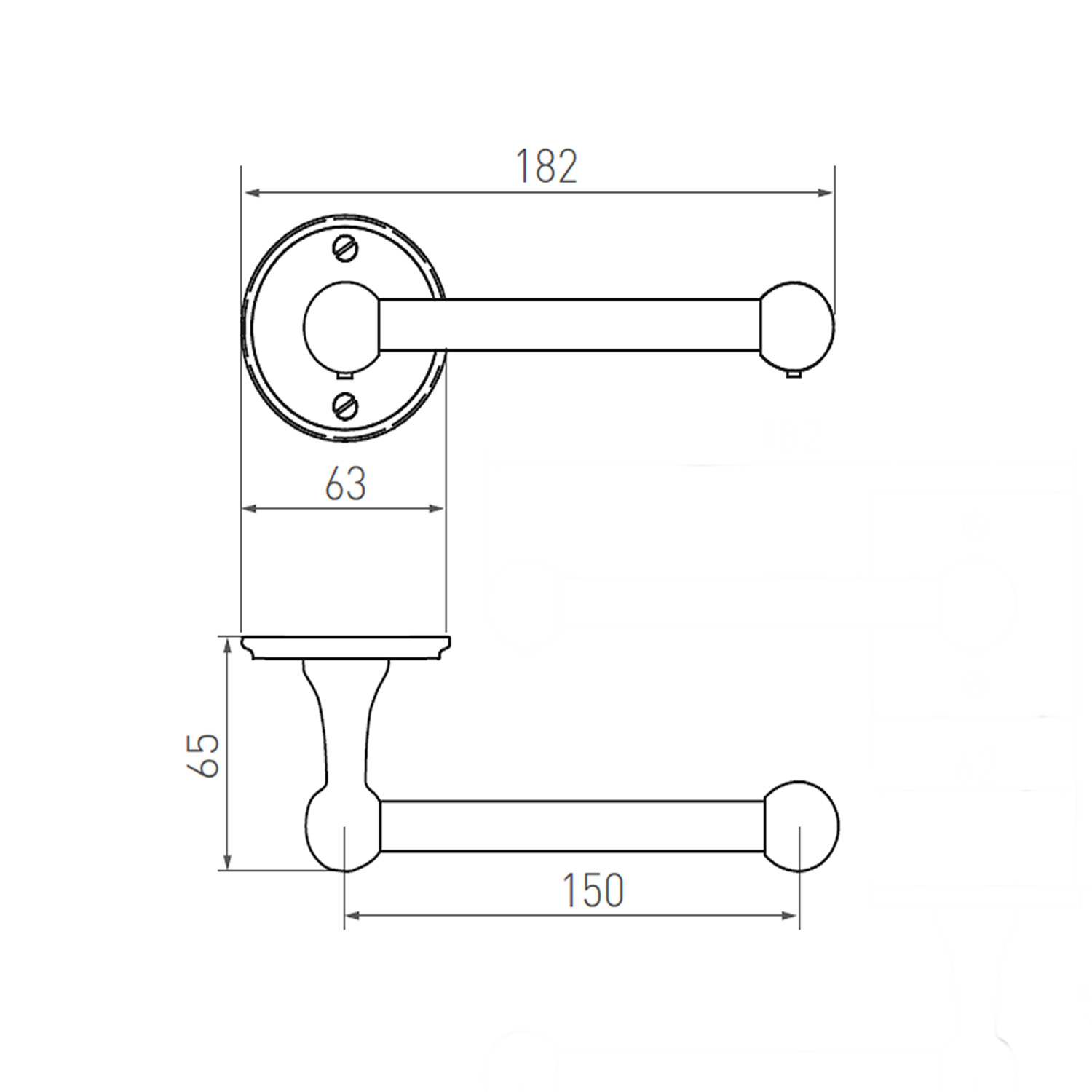 Dauby STUK HOUDER ENKEL RUW BRONS (RB) 150mm “Links/Left”