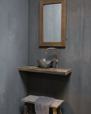 Rene Houtman Toilet Spiegel 75 x 45 cm Oud Teak Hout