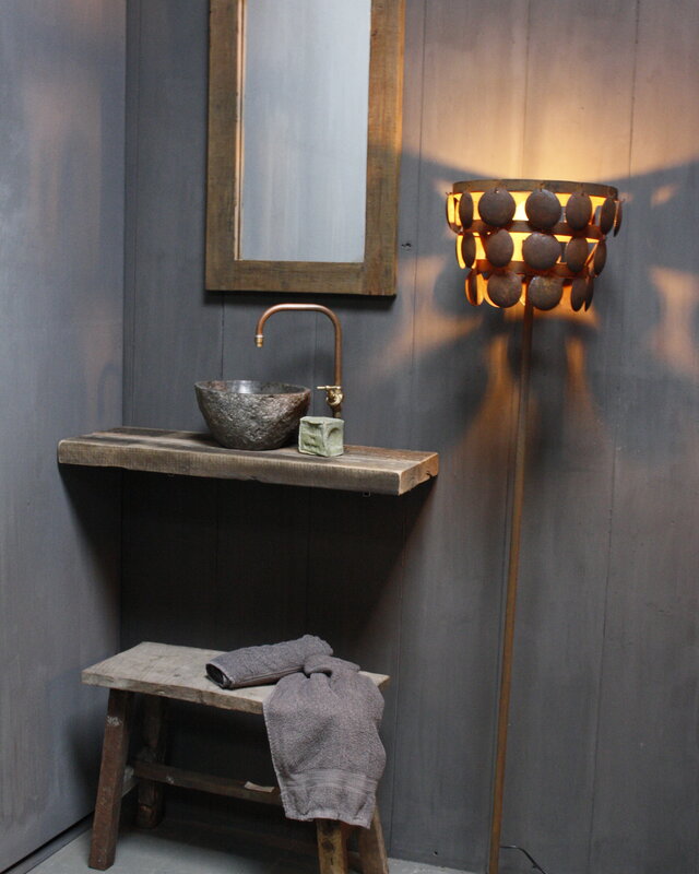Rene Houtman Aleida Houten Toiletset compleet met waskom, kraan & 2 beugels