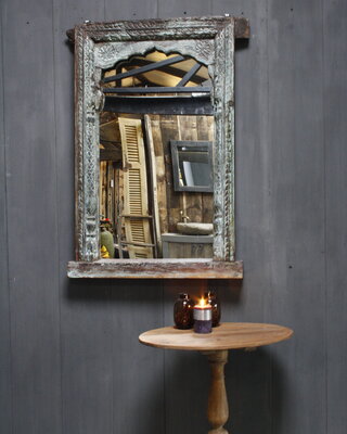 Rene Houtman Oud Indische Spiegel | Oud Hout | Snijwerk | 120 cm
