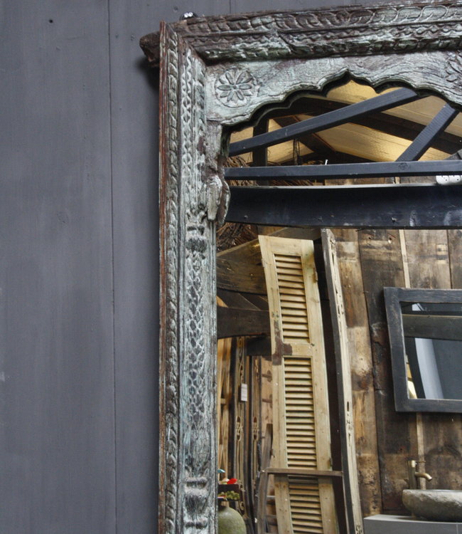 Rene Houtman Oud Indische Spiegel | Oud Hout | Snijwerk | 120 cm