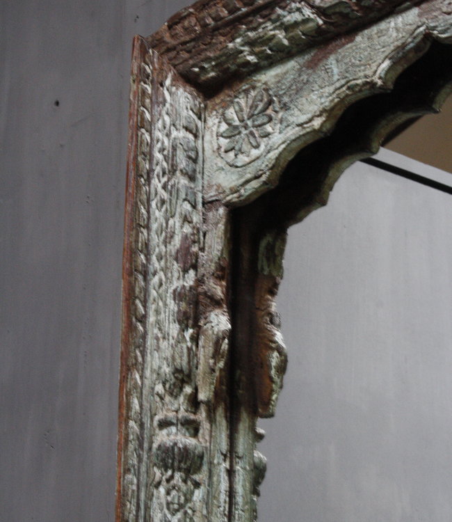 Rene Houtman Oud Indische Spiegel | Oud Hout | Snijwerk | 120 cm