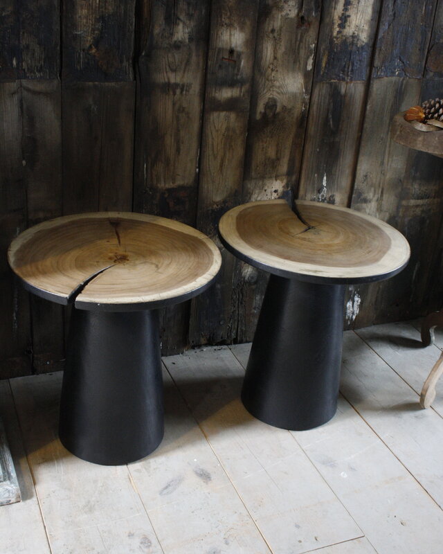 Rene Houtman Bijzettafel Hout Zwart Blank Top | H53 x B49 cm