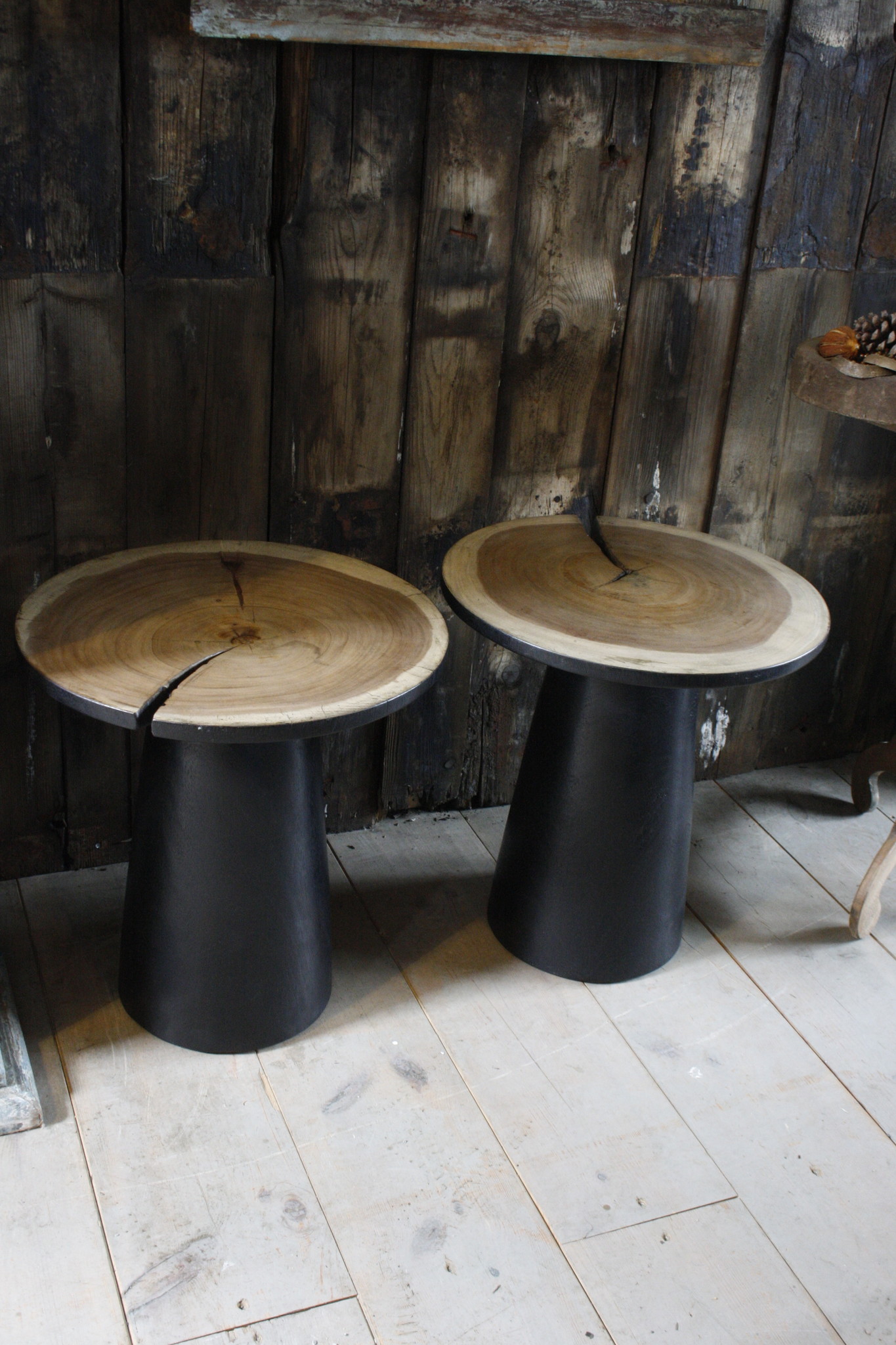 Rene Houtman Bijzettafel Hout Zwart Blank Top | H53 x B49 cm