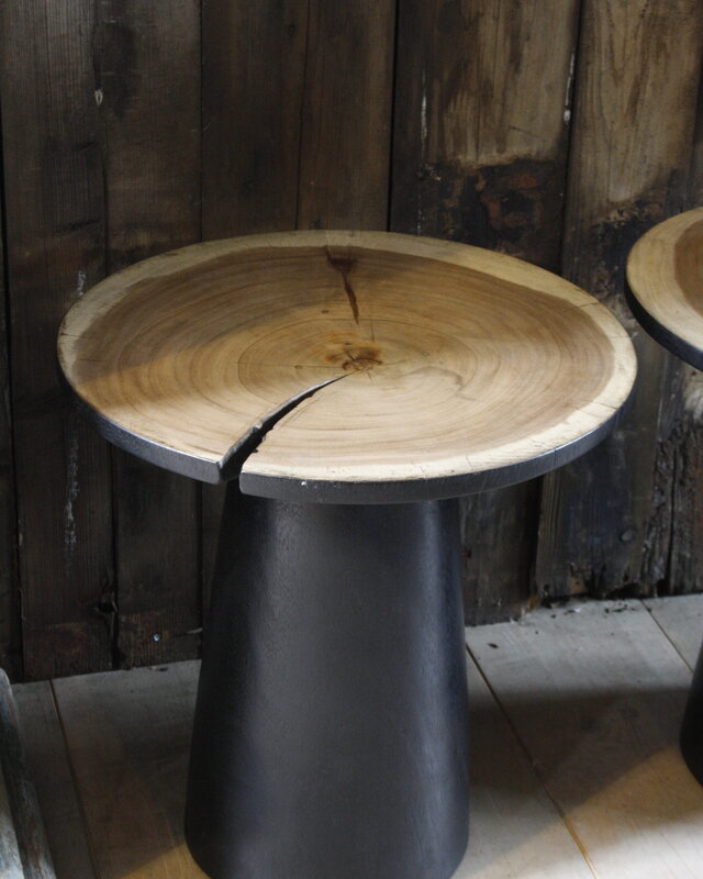 Rene Houtman Bijzettafel Hout Zwart Blank Top | H53 x B49 cm