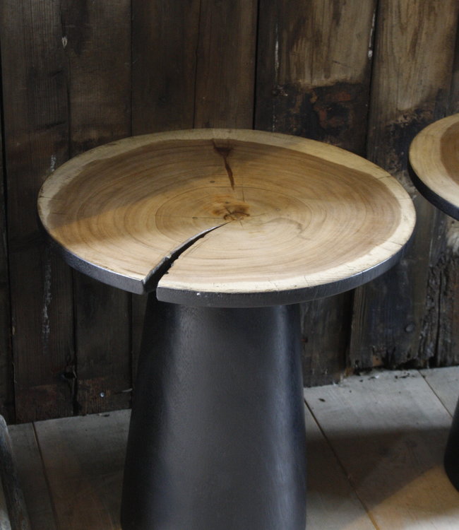 Rene Houtman Bijzettafel Hout Zwart Blank Top | H53 x B49 cm