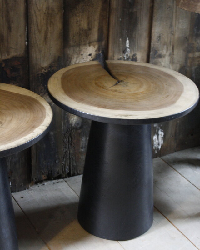 Rene Houtman Bijzettafel Hout Zwart Blank Top | H53 x B49 cm