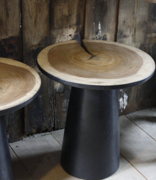 Rene Houtman Bijzettafel Hout Zwart Blank Top | H53 x B49 cm