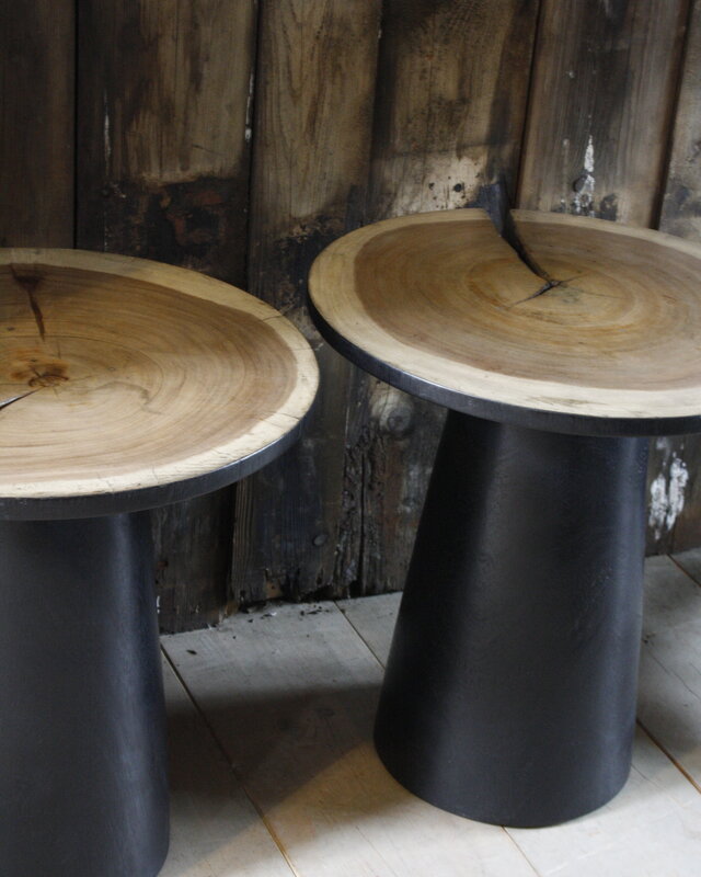 Rene Houtman Bijzettafel Hout Zwart Blank Top | H53 x B49 cm