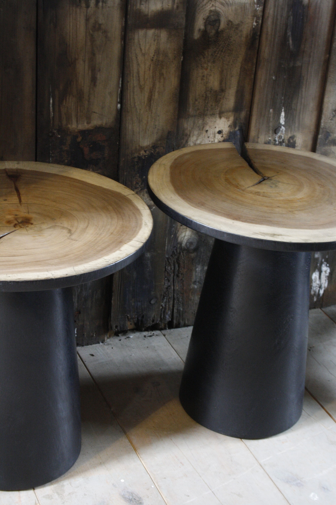 Rene Houtman Bijzettafel Hout Zwart Blank Top | H53 x B49 cm
