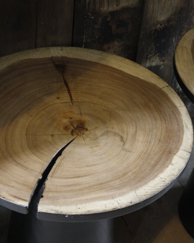 Rene Houtman Bijzettafel Hout Zwart Blank Top | H53 x B49 cm