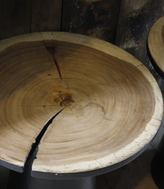 Rene Houtman Bijzettafel Hout Zwart Blank Top | H53 x B49 cm