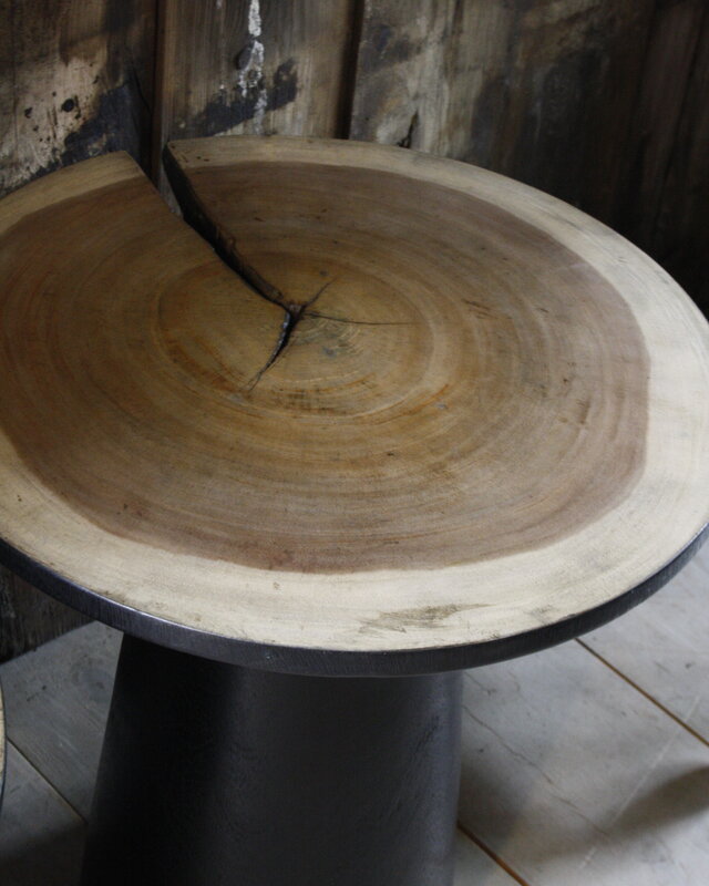 Rene Houtman Bijzettafel Hout Zwart Blank Top | H53 x B49 cm