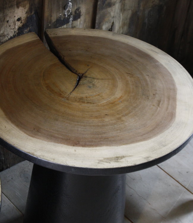 Rene Houtman Bijzettafel Hout Zwart Blank Top | H53 x B49 cm