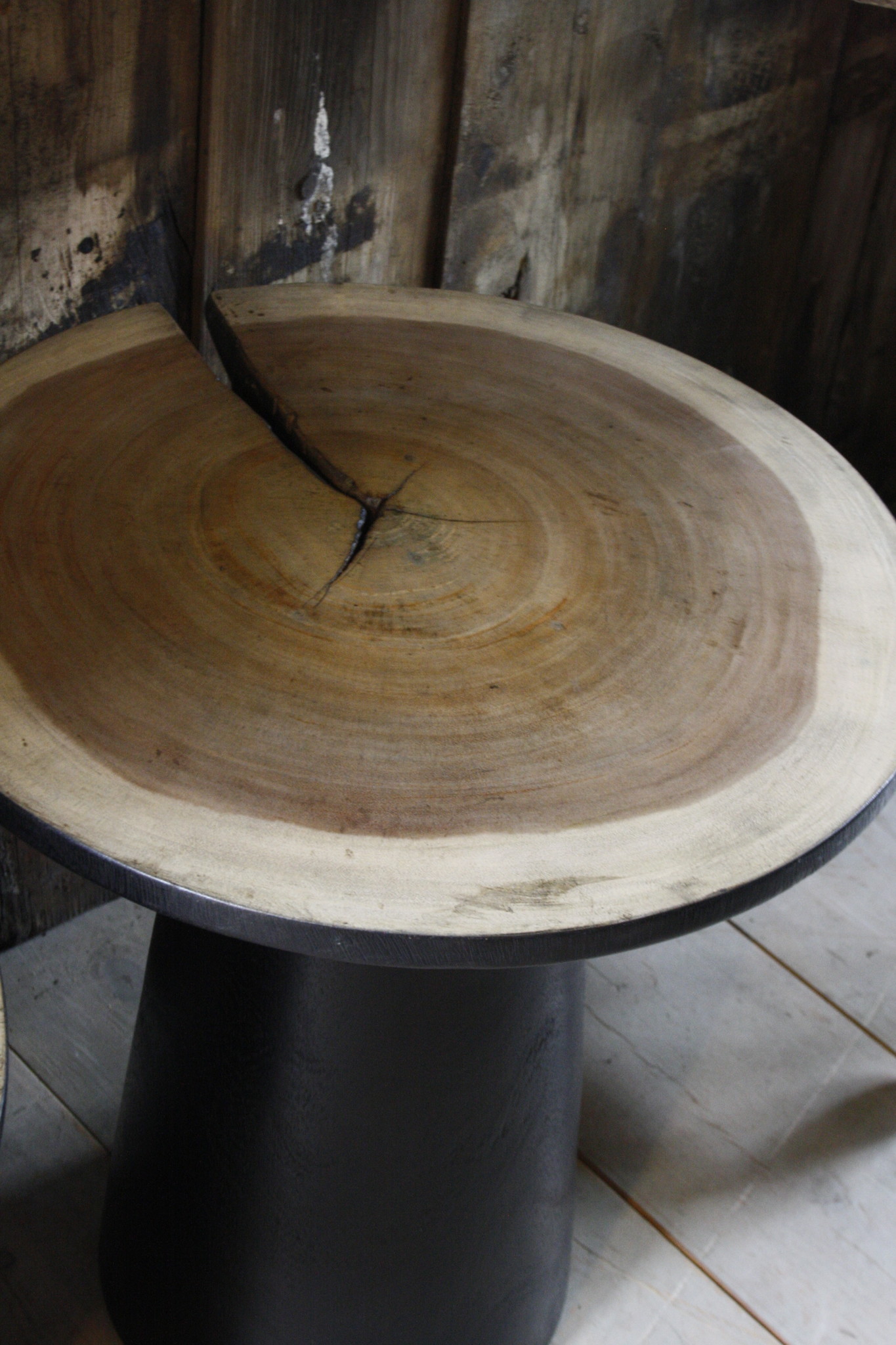 Rene Houtman Bijzettafel Hout Zwart Blank Top | H53 x B49 cm
