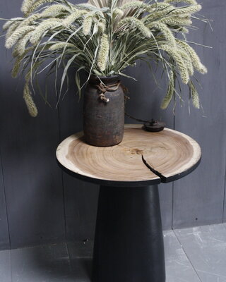 Rene Houtman Bijzettafel Hout Zwart Blank Top | H53 x B49 cm