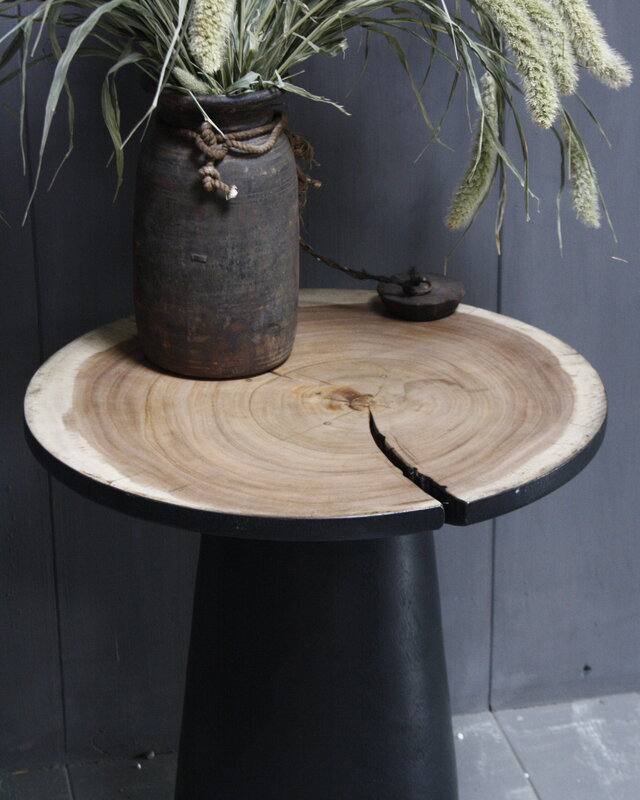 Rene Houtman Bijzettafel Hout Zwart Blank Top | H53 x B49 cm