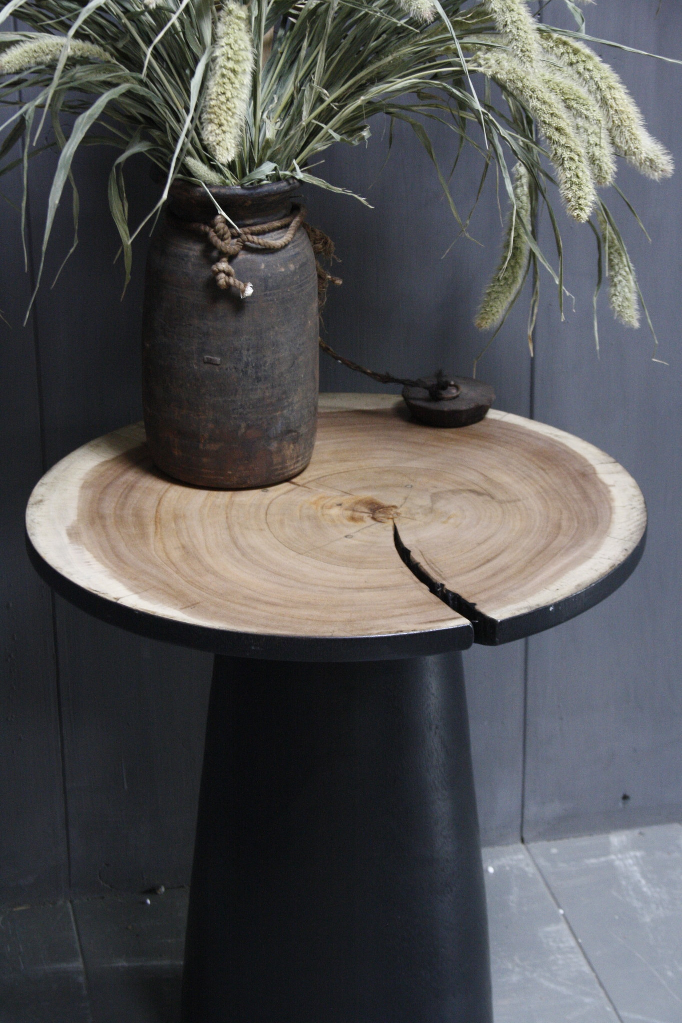 Rene Houtman Bijzettafel Hout Zwart Blank Top | H53 x B49 cm