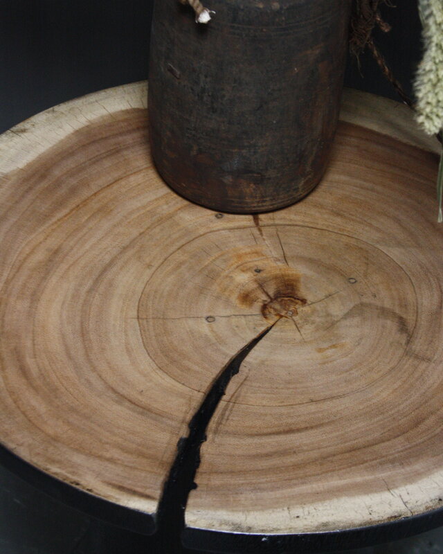 Rene Houtman Bijzettafel Hout Zwart Blank Top | H53 x B49 cm