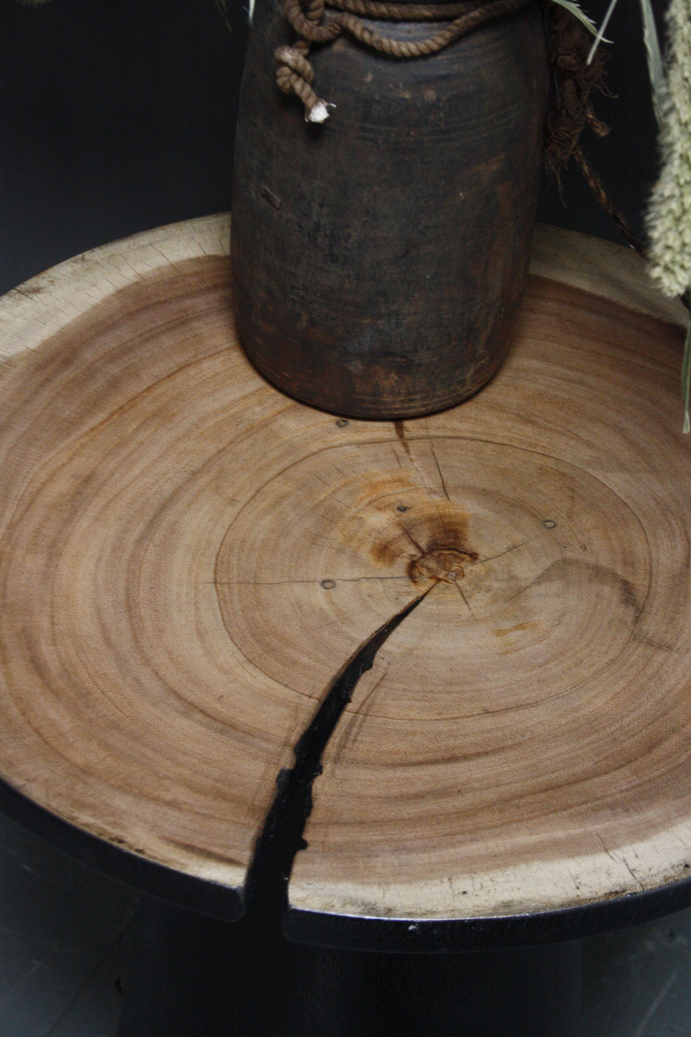 Rene Houtman Bijzettafel Hout Zwart Blank Top | H53 x B49 cm