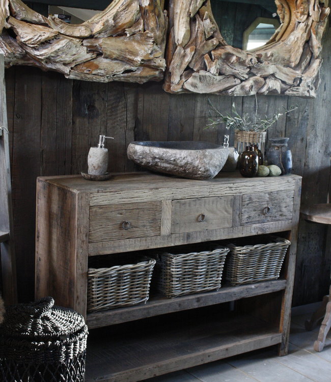 Rene Houtman Landelijk badkamermeubel met lades en planken 120 cm