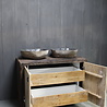Rene Houtman Badkamermeubel Kelsey 120 cm - Lades en deurtjes - Oude wagondelen & kaasplanken Rene Houtman Badkamermeubel Kelsey 120 cm - Lades en deurtjes - Oude wagondelen & kaasplanken