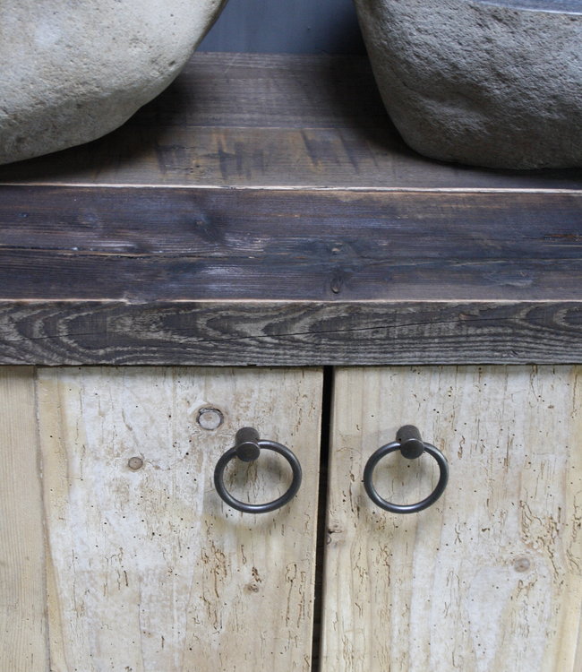 Rene Houtman Badkamermeubel Kelsey 120 cm - Lades en deurtjes - Oude wagondelen & kaasplanken