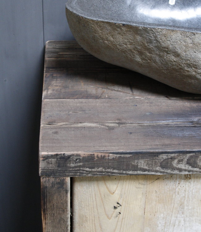 Rene Houtman Badkamermeubel Kelsey 120 cm - Lades en deurtjes - Oude wagondelen & kaasplanken